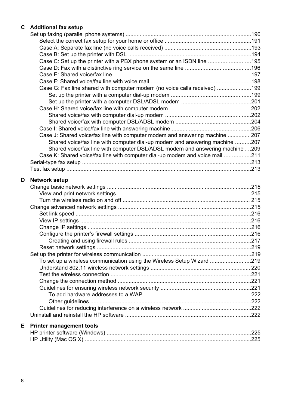 HP Officejet Pro 8500A User Manual | Page 12 / 246