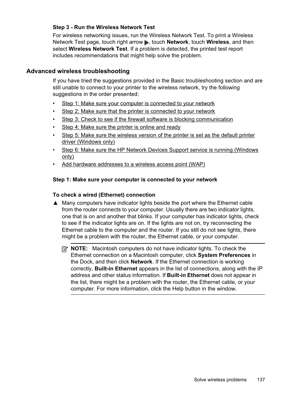 Advanced wireless troubleshooting | HP Officejet Pro 8500A User Manual | Page 141 / 246