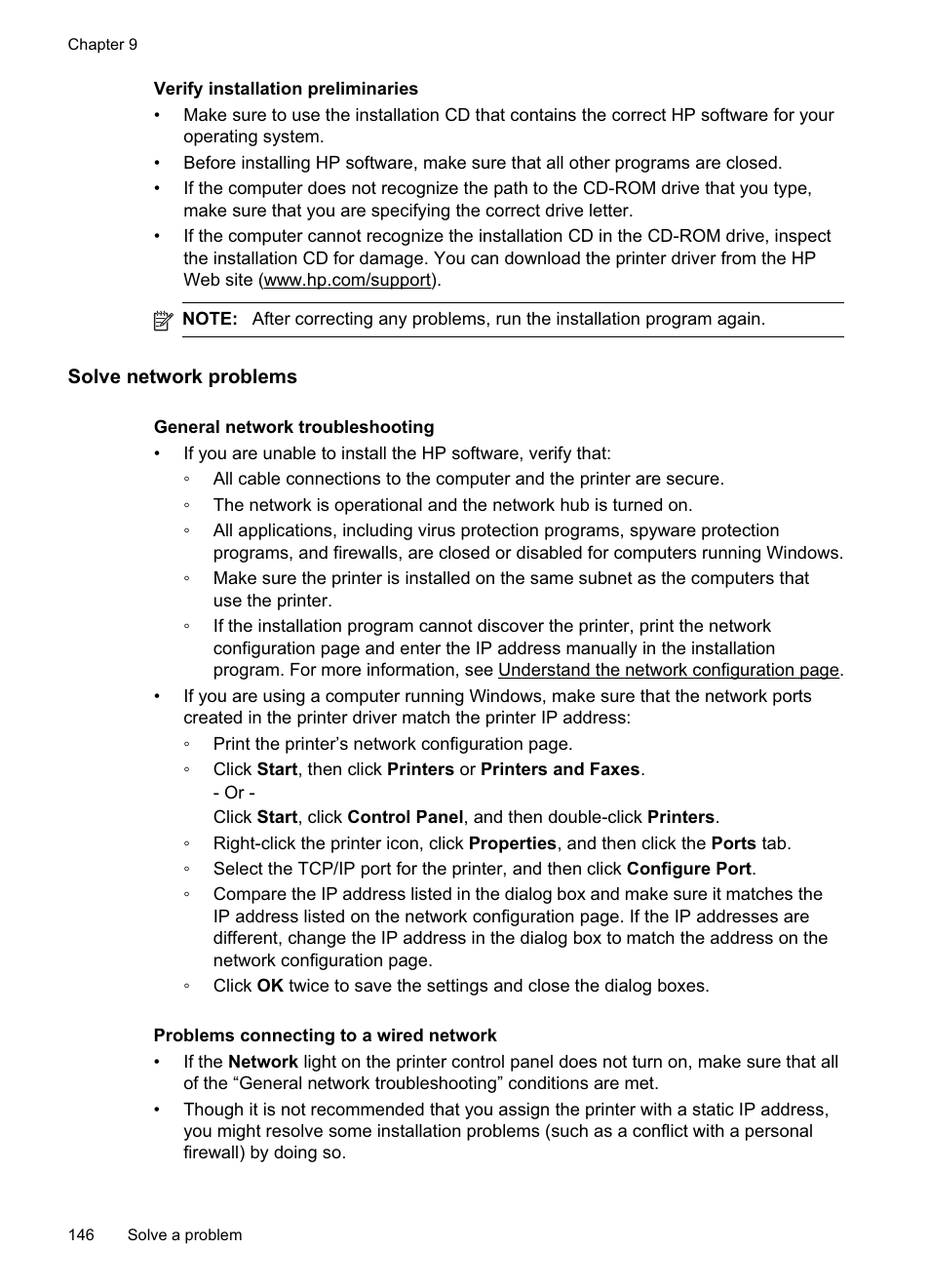 Solve network problems | HP Officejet Pro 8500A User Manual | Page 150 / 246