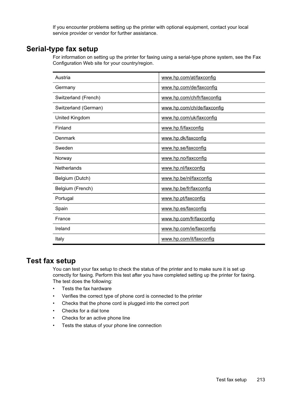 Serial-type fax setup, Test fax setup, Serial-type fax setup test fax setup | System — see serial-type fax setup | HP Officejet Pro 8500A User Manual | Page 217 / 246