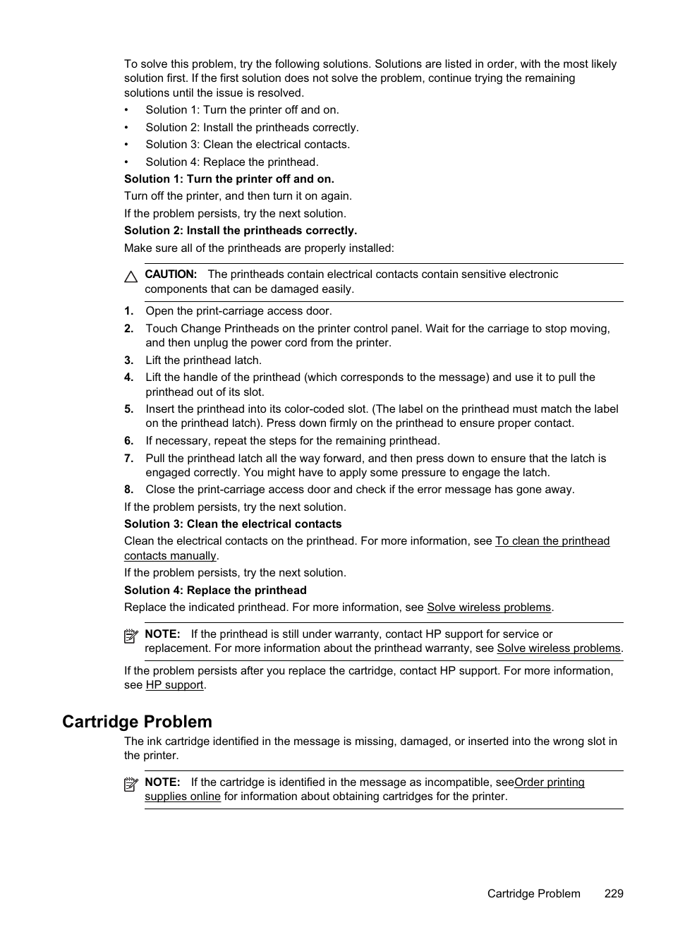 Cartridge problem | HP Officejet Pro 8500A User Manual | Page 233 / 246