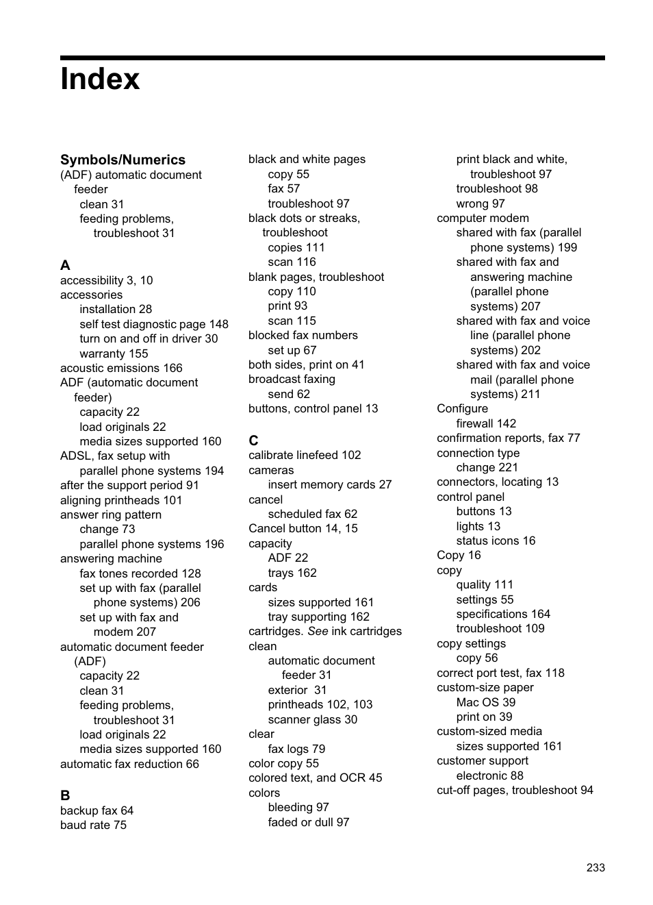 Index | HP Officejet Pro 8500A User Manual | Page 237 / 246