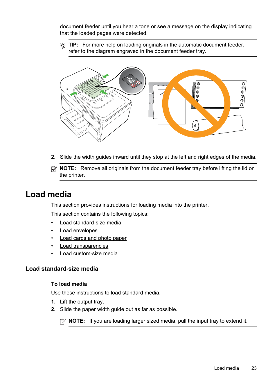 Load media, Load standard-size media, See load media | HP Officejet Pro 8500A User Manual | Page 27 / 246