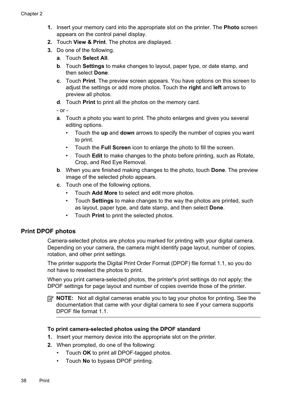 Print dpof photos | HP Officejet Pro 8500A User Manual | Page 42 / 246