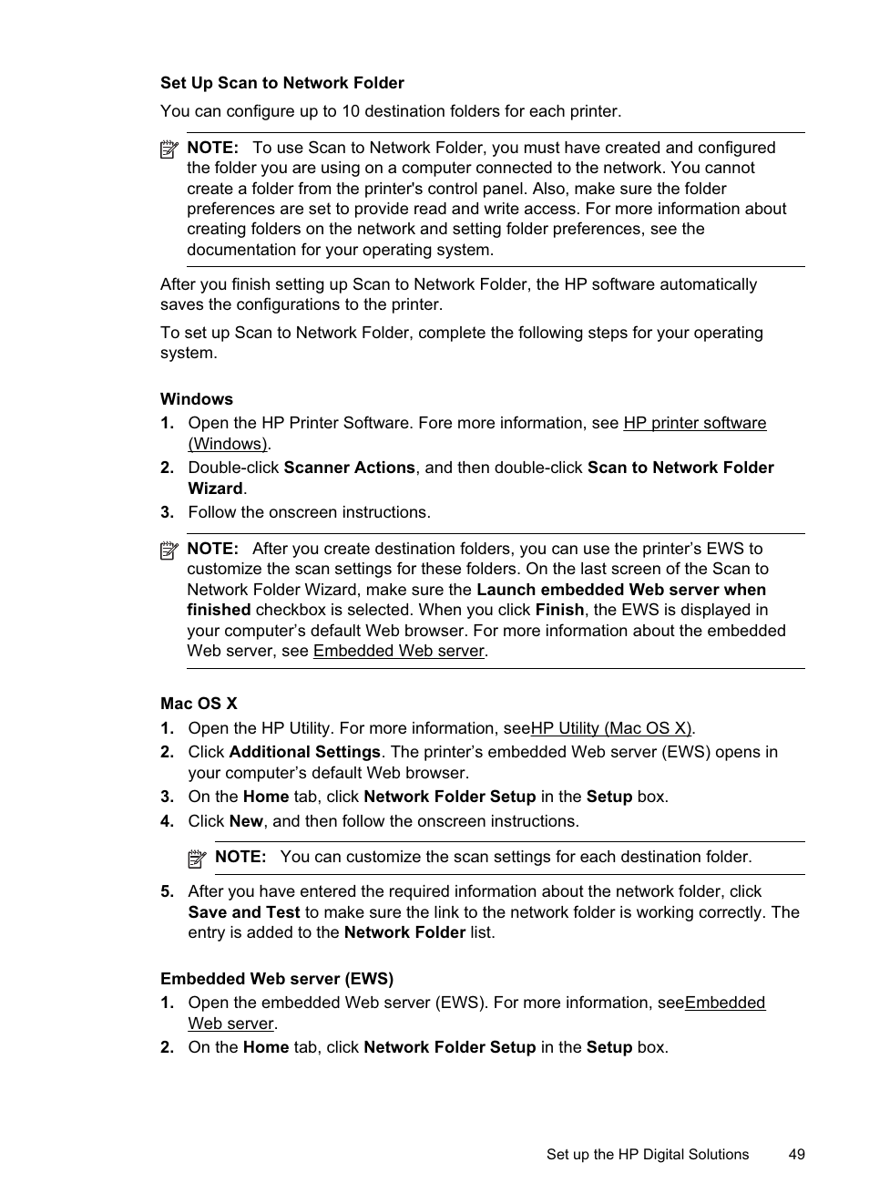 Set up scan to network folder | HP Officejet Pro 8500A User Manual | Page 53 / 246