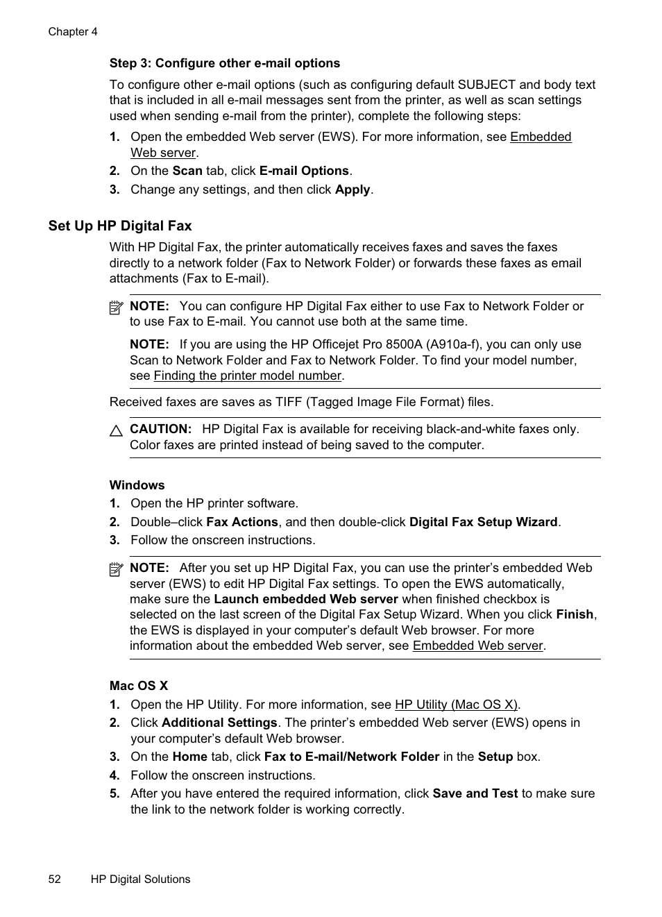 Set up hp digital fax | HP Officejet Pro 8500A User Manual | Page 56 / 246