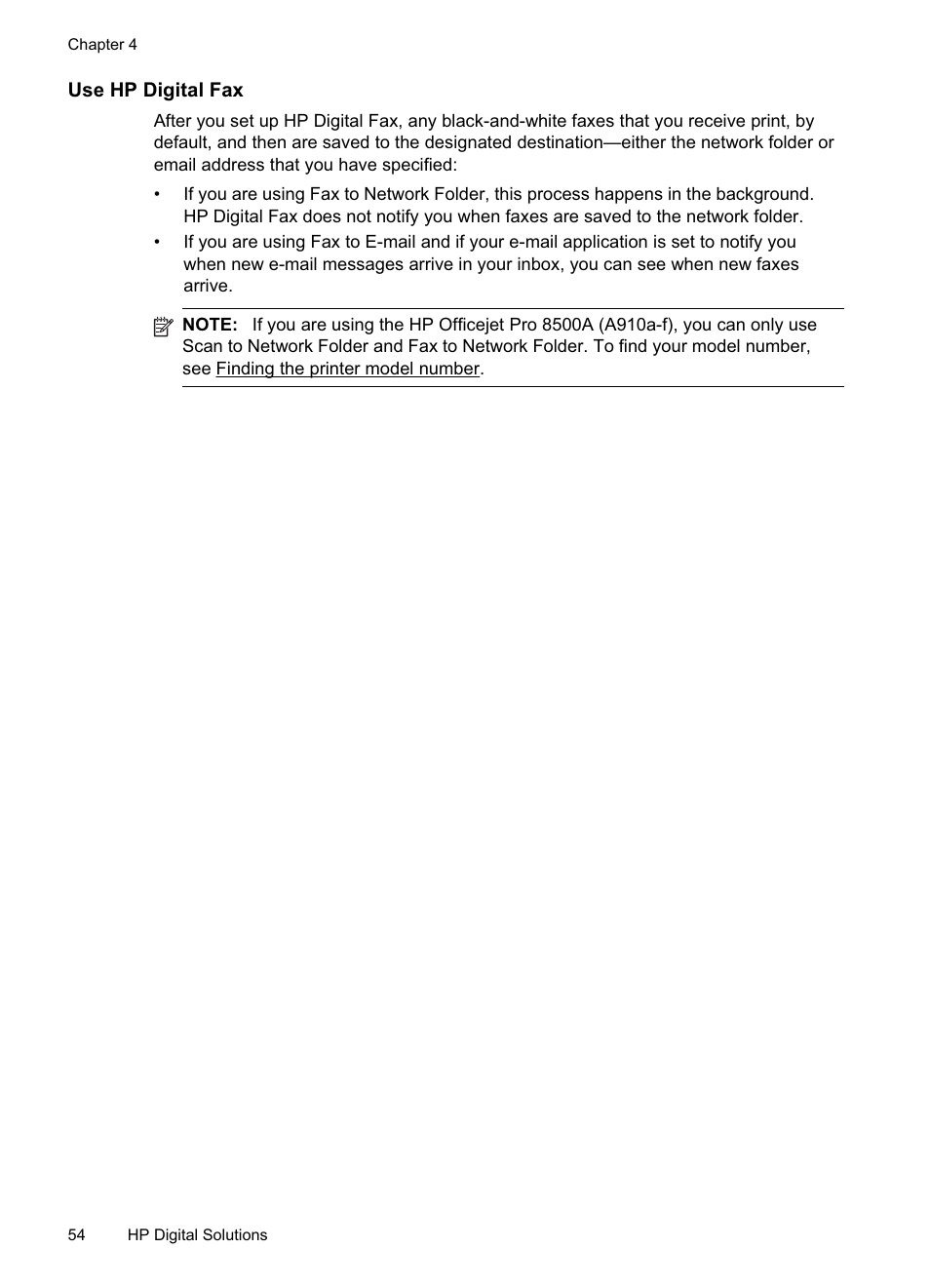 Use hp digital fax | HP Officejet Pro 8500A User Manual | Page 58 / 246