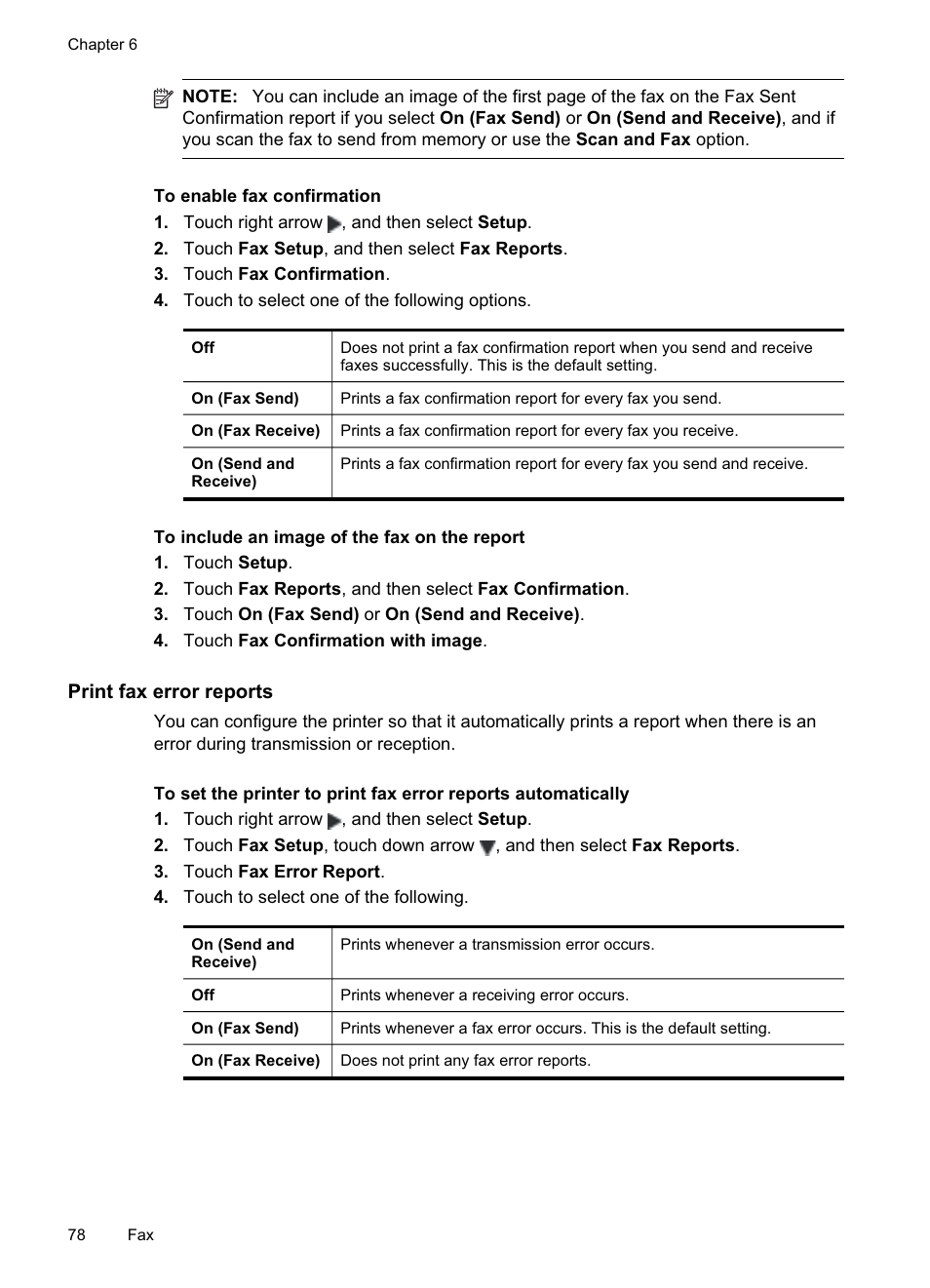 Print fax error reports | HP Officejet Pro 8500A User Manual | Page 82 / 246