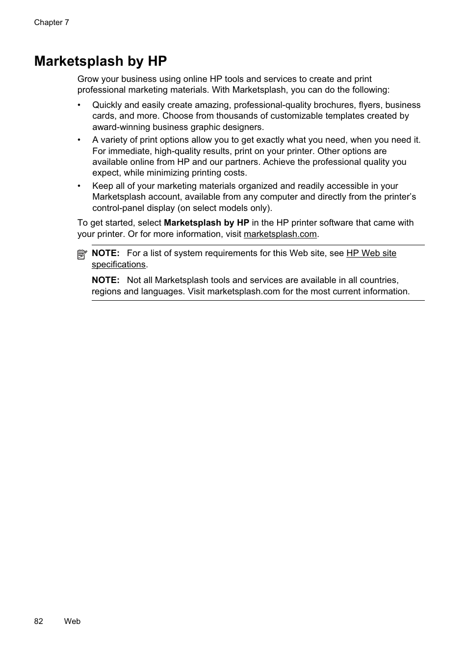 Marketsplash by hp | HP Officejet Pro 8500A User Manual | Page 86 / 246