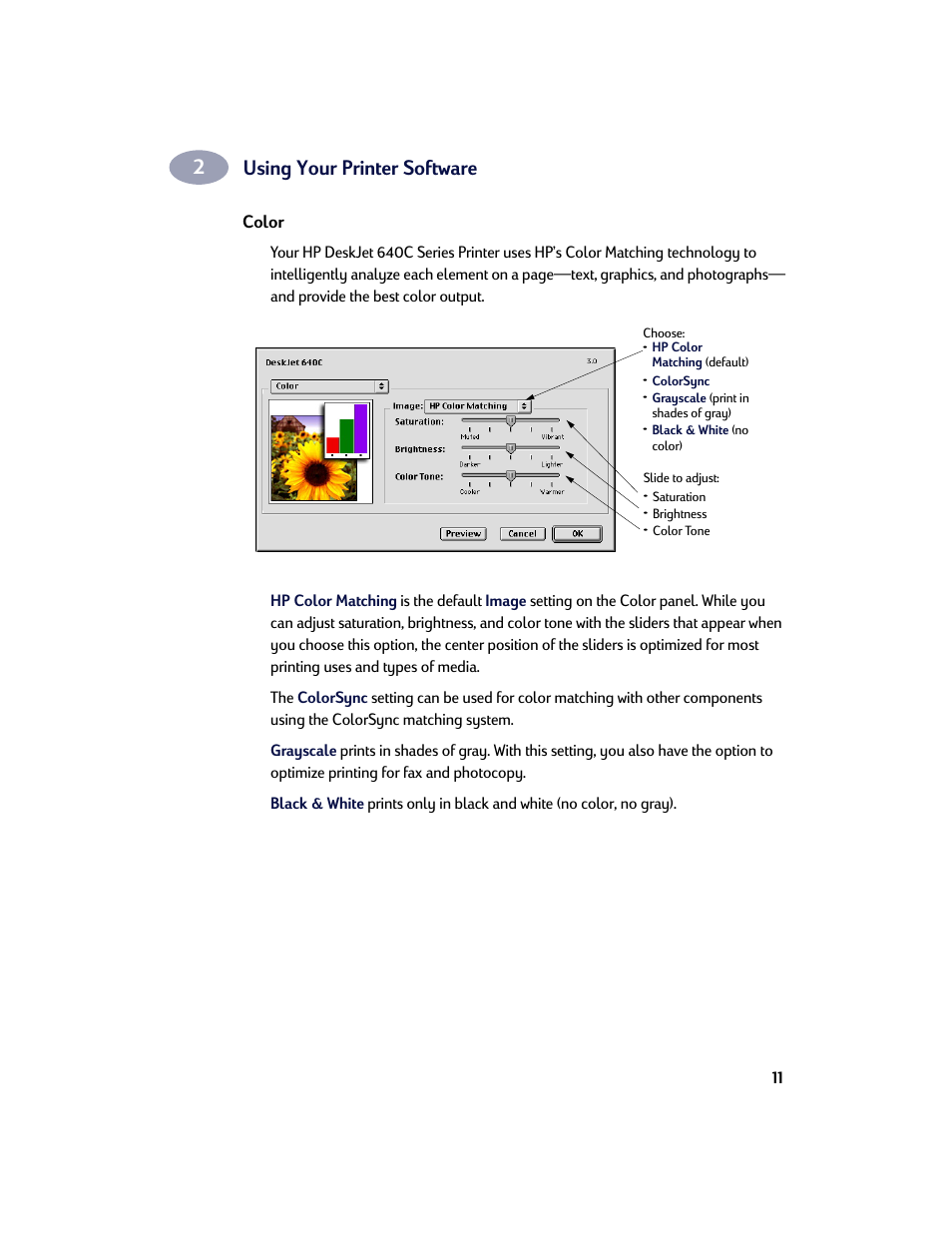 Using your printer software | HP Deskjet 642c Printer User Manual | Page 18 / 67