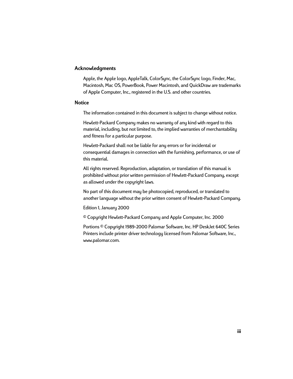 HP Deskjet 642c Printer User Manual | Page 3 / 67