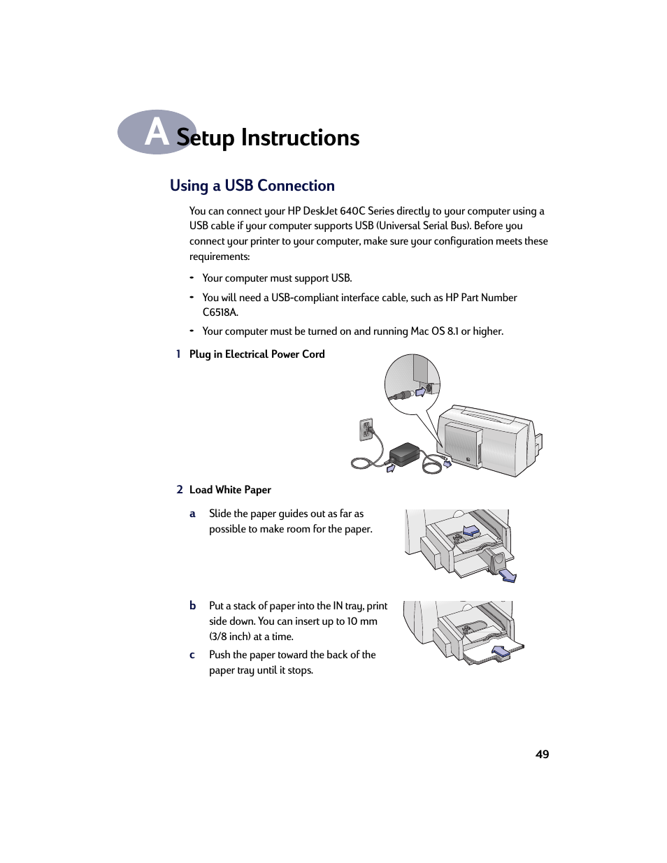 Setup instructions, Appendix a | HP Deskjet 642c Printer User Manual | Page 56 / 67