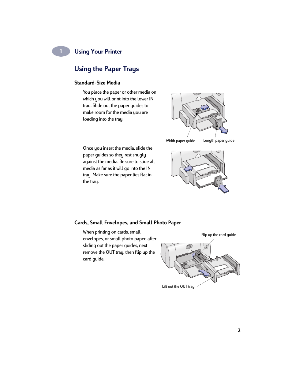 Using the paper trays | HP Deskjet 642c Printer User Manual | Page 9 / 67