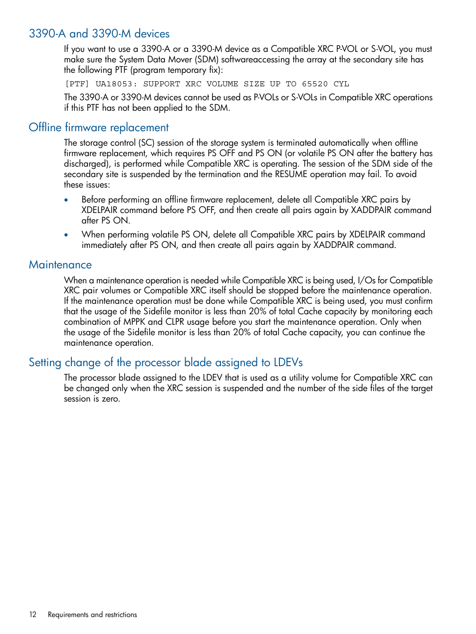 3390-a and 3390-m devices, Offline firmware replacement, Maintenance | HP XP P9500 Storage User Manual | Page 12 / 31