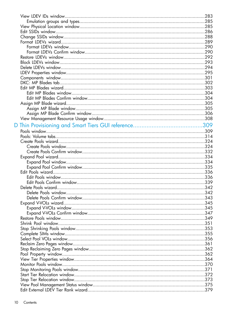D thin provisioning and smart tiers gui reference | HP XP Racks User Manual | Page 10 / 486