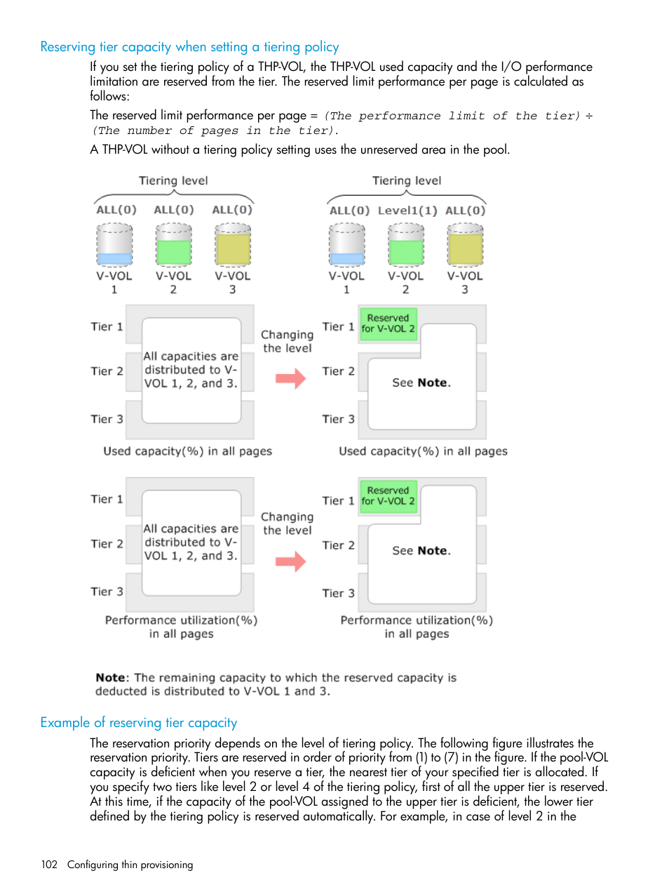 Example of reserving tier capacity | HP XP Racks User Manual | Page 102 / 486