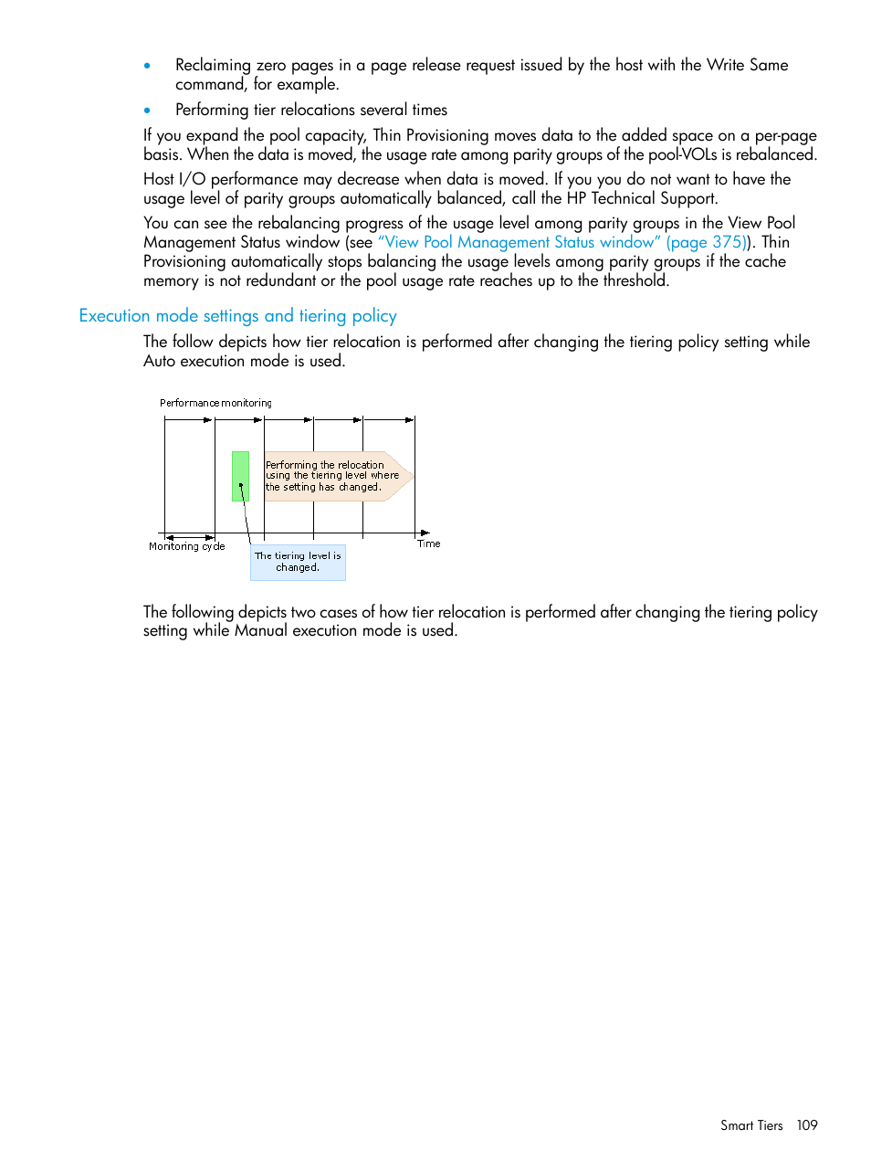 Execution mode settings and tiering policy, Execution mode settings and tiering, Execution | HP XP Racks User Manual | Page 109 / 486