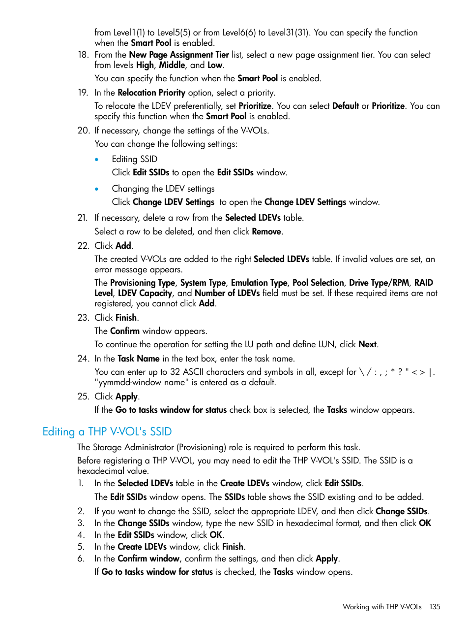 Editing a thp v-vol's ssid | HP XP Racks User Manual | Page 135 / 486