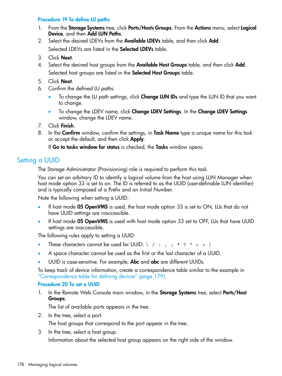 Setting a uuid | HP XP Racks User Manual | Page 178 / 486