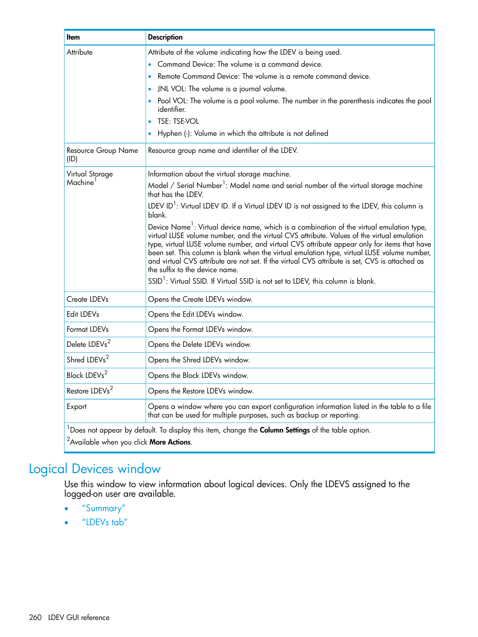 Logical devices window | HP XP Racks User Manual | Page 260 / 486