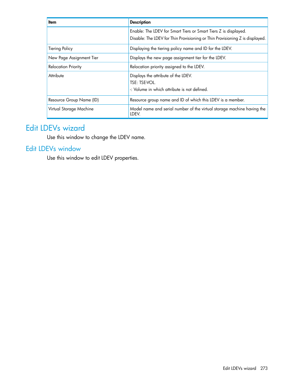 Edit ldevs wizard, Edit ldevs window | HP XP Racks User Manual | Page 273 / 486