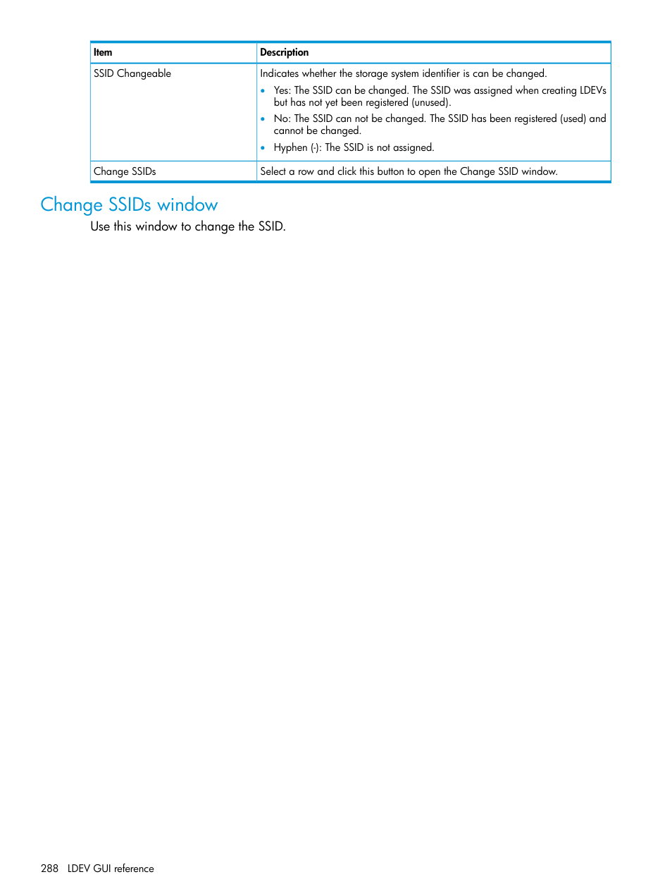 Change ssids window | HP XP Racks User Manual | Page 288 / 486