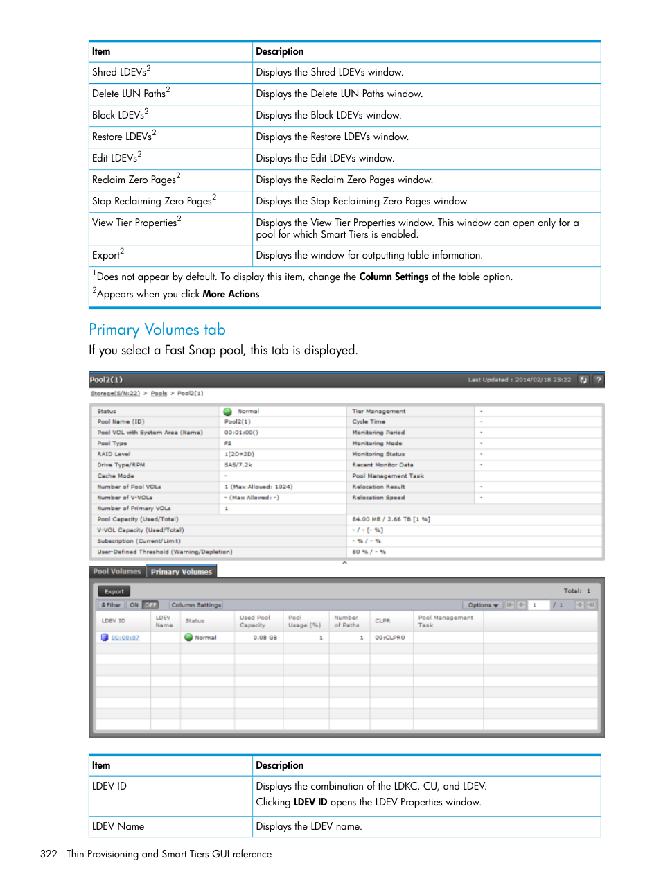 Primary volumes tab | HP XP Racks User Manual | Page 322 / 486