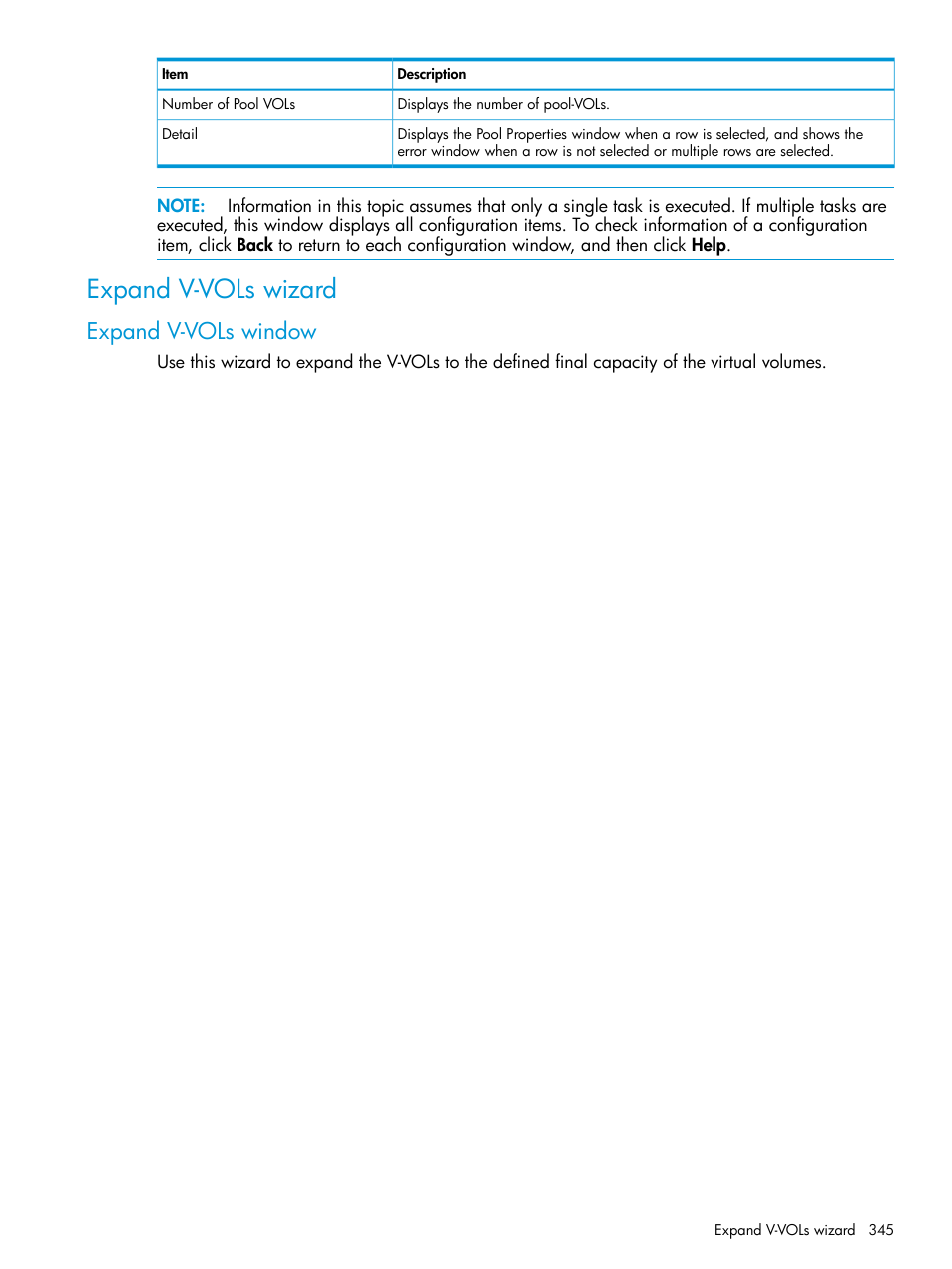 Expand v-vols wizard, Expand v-vols window | HP XP Racks User Manual | Page 345 / 486