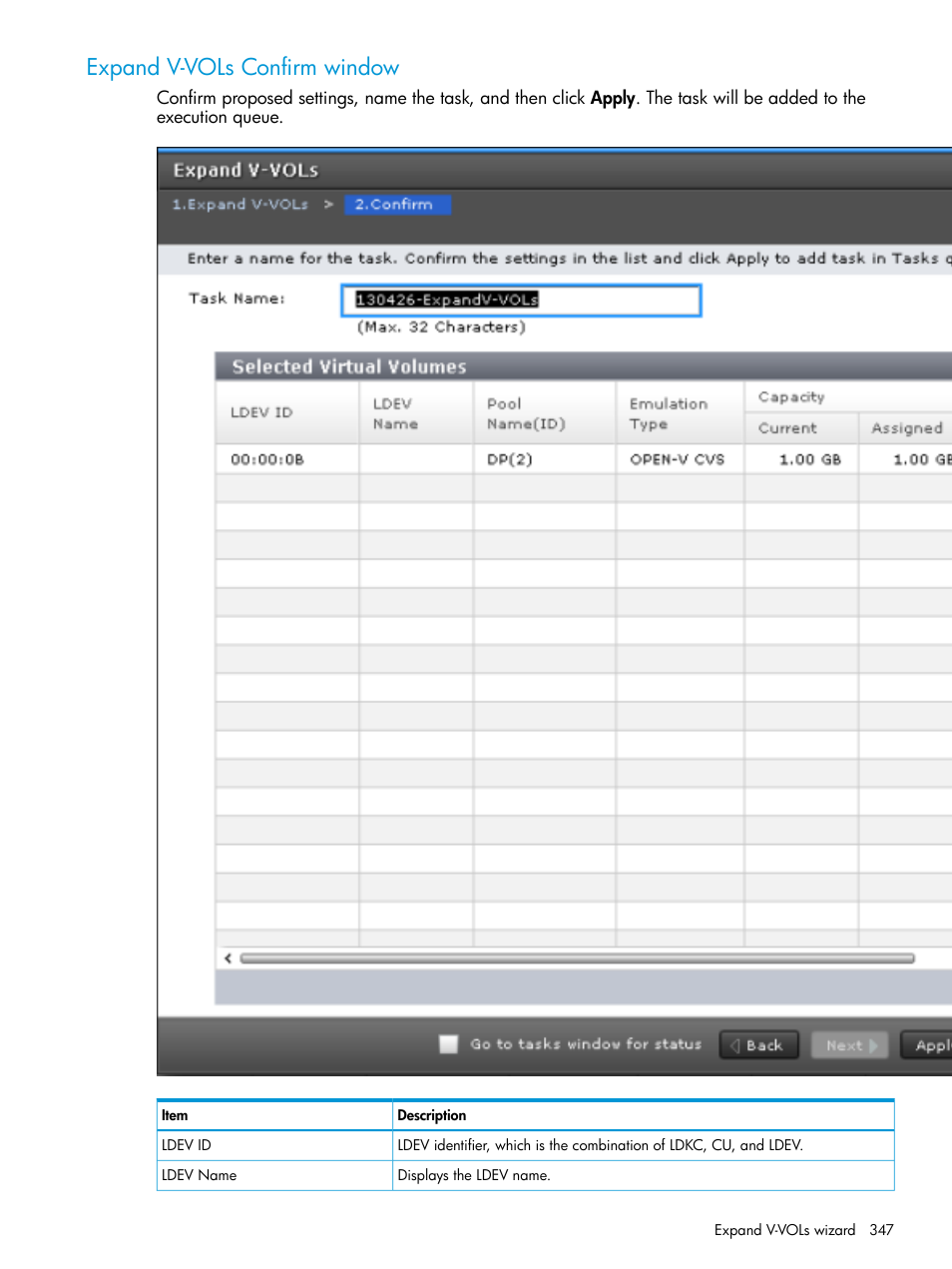 Expand v-vols confirm window | HP XP Racks User Manual | Page 347 / 486