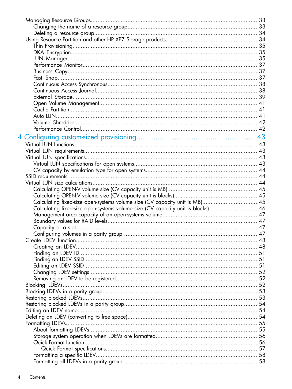 4 configuring custom-sized provisioning | HP XP Racks User Manual | Page 4 / 486