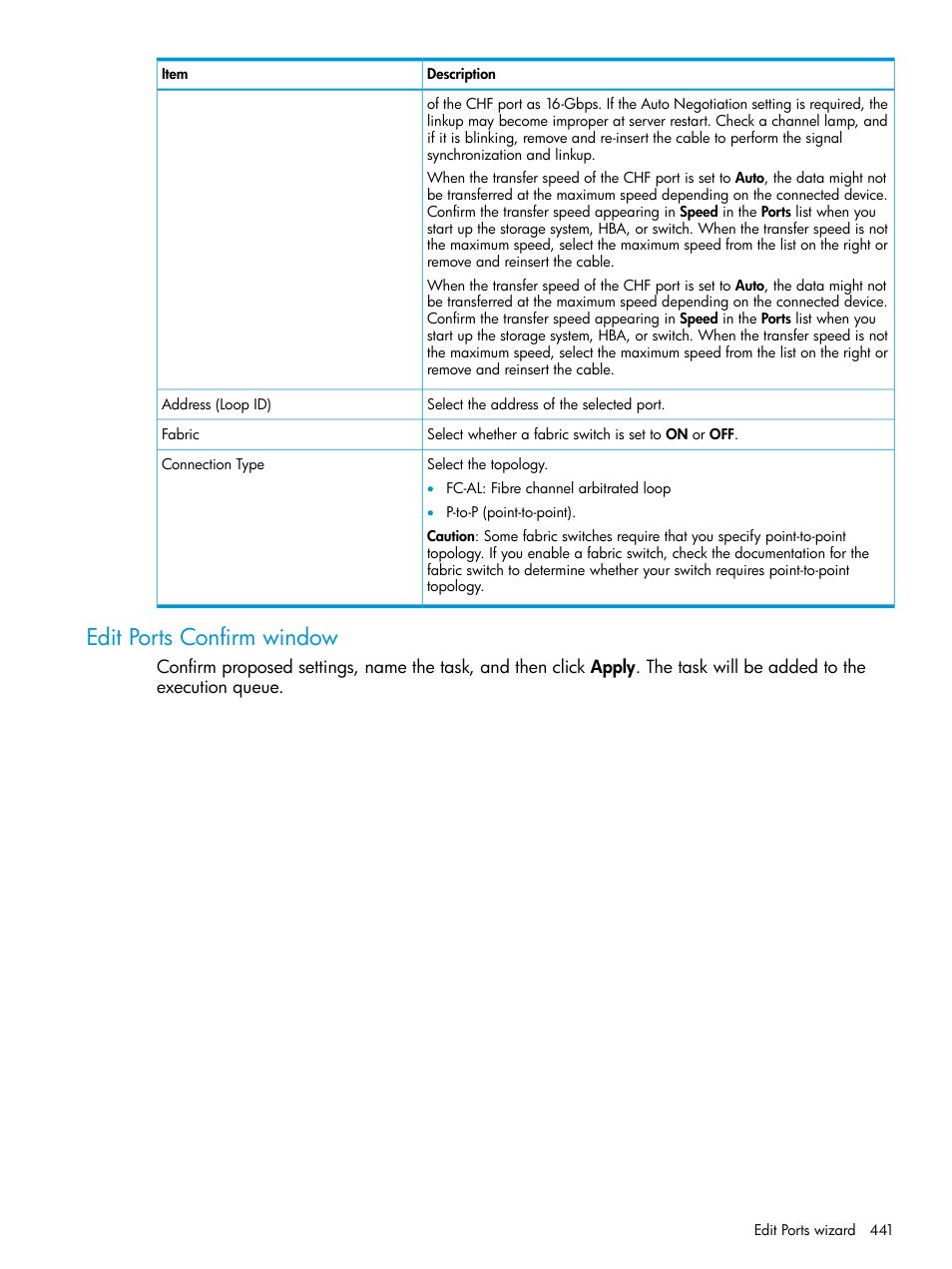 Edit ports confirm window | HP XP Racks User Manual | Page 441 / 486