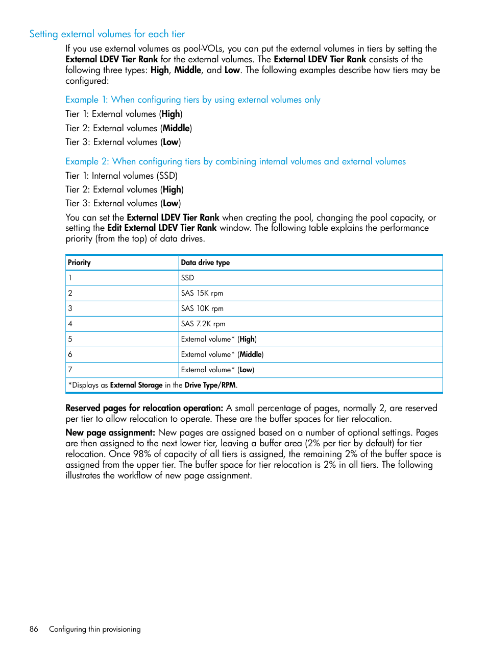 Setting external volumes for each tier | HP XP Racks User Manual | Page 86 / 486