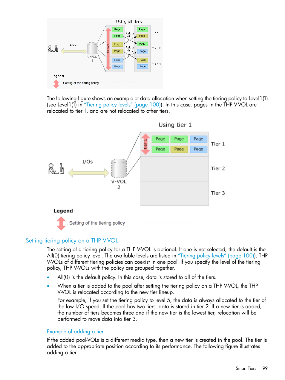 Setting tiering policy on a thp v-vol, Setting tiering policy, Setting | HP XP Racks User Manual | Page 99 / 486