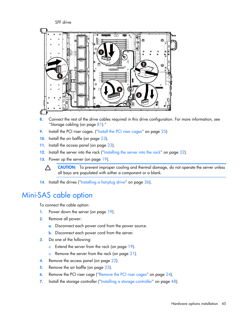 Mini-sas cable option | HP ProLiant DL388e Gen8 Server User Manual | Page 45 / 136