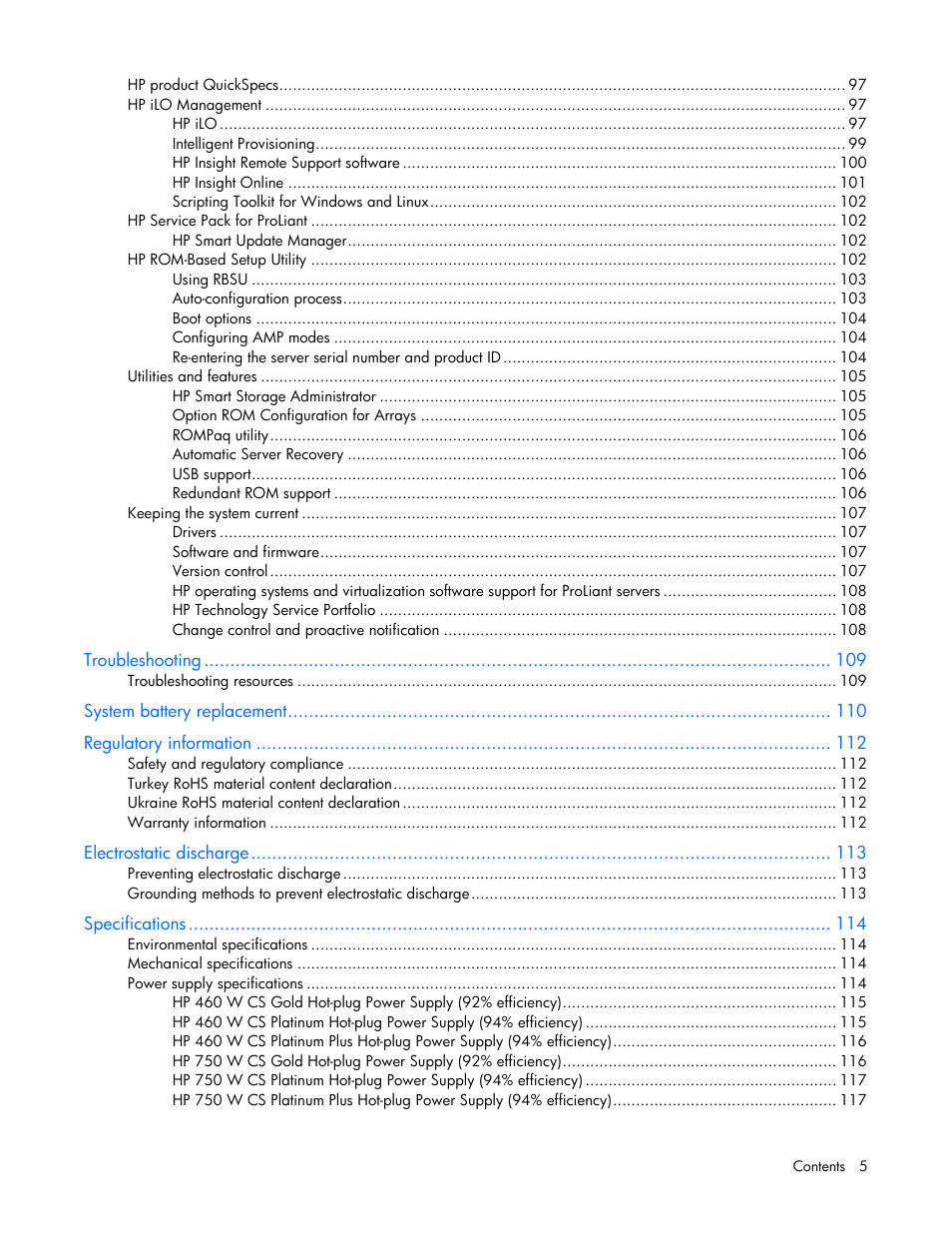 HP ProLiant DL388e Gen8 Server User Manual | Page 5 / 136
