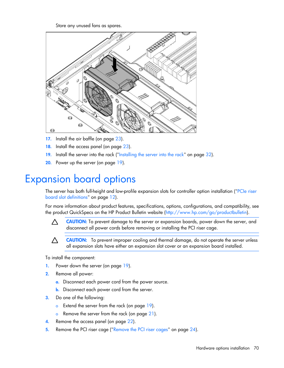 Expansion board options | HP ProLiant DL388e Gen8 Server User Manual | Page 70 / 136