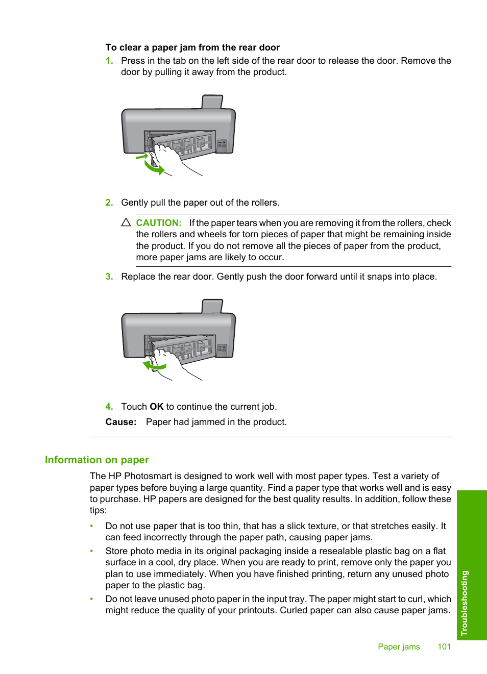 Information on paper | HP Photosmart D7560 Printer User Manual | Page 104 / 237