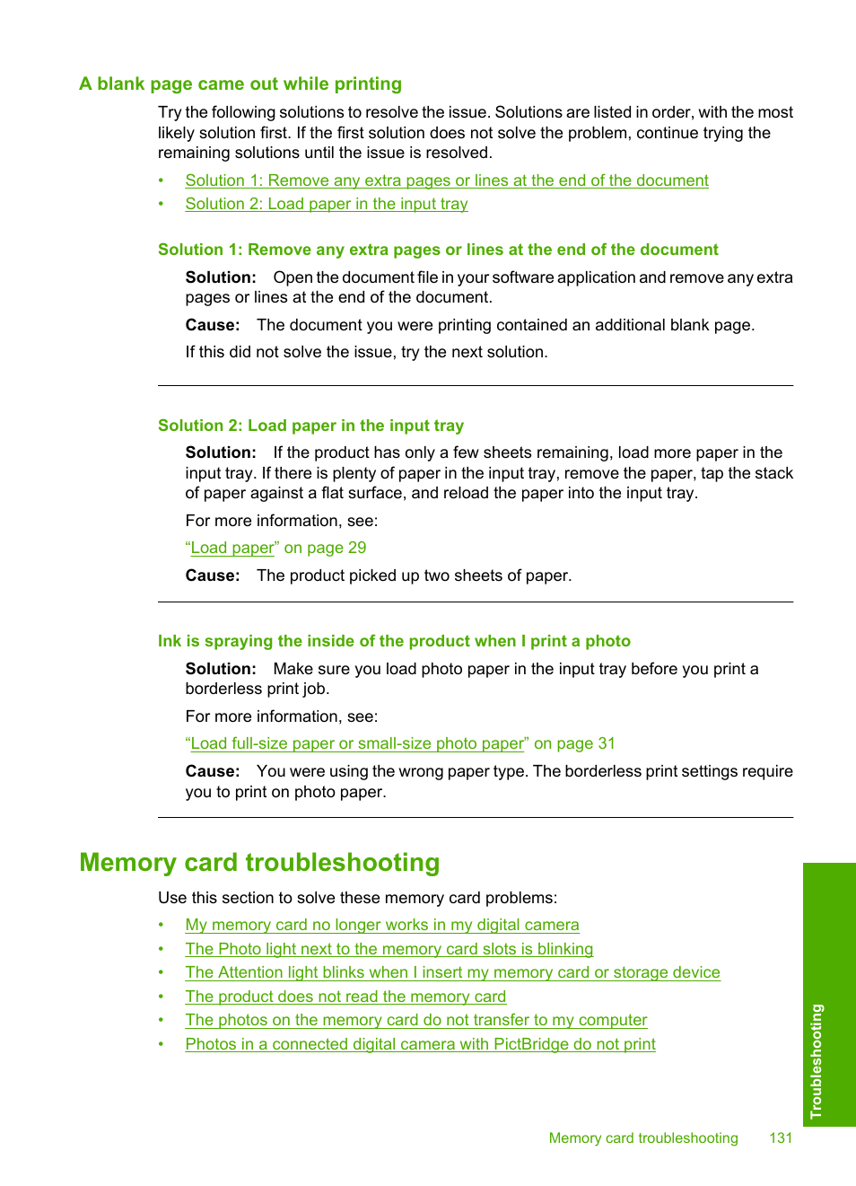 Memory card troubleshooting | HP Photosmart D7560 Printer User Manual | Page 134 / 237