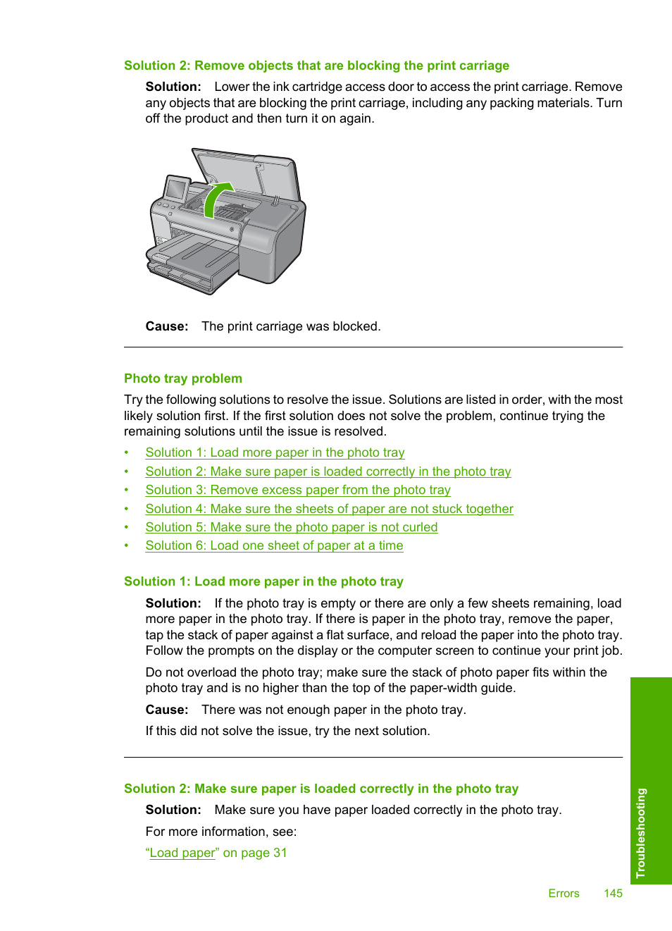 Photo tray problem | HP Photosmart D7560 Printer User Manual | Page 148 / 237