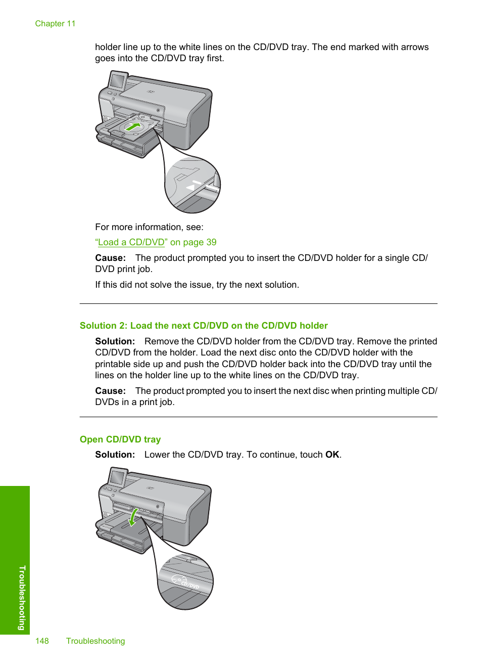 Open cd/dvd tray | HP Photosmart D7560 Printer User Manual | Page 151 / 237