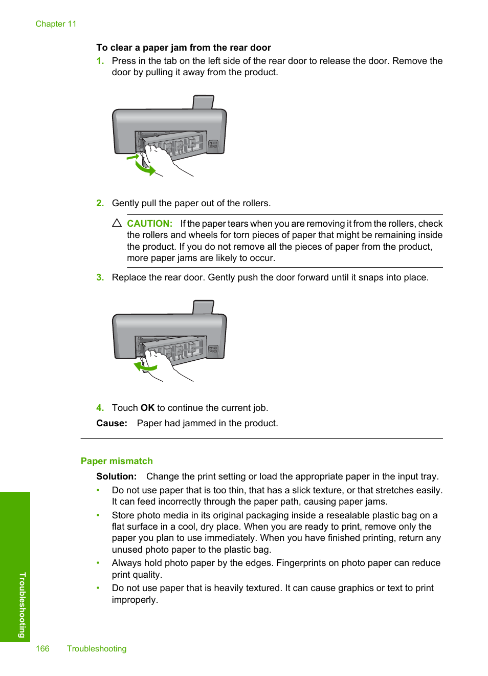 Paper mismatch | HP Photosmart D7560 Printer User Manual | Page 169 / 237