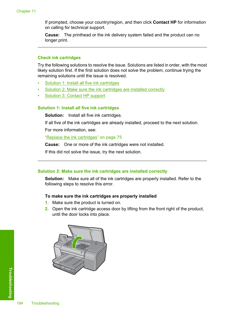 Check ink cartridges | HP Photosmart D7560 Printer User Manual | Page 187 / 237