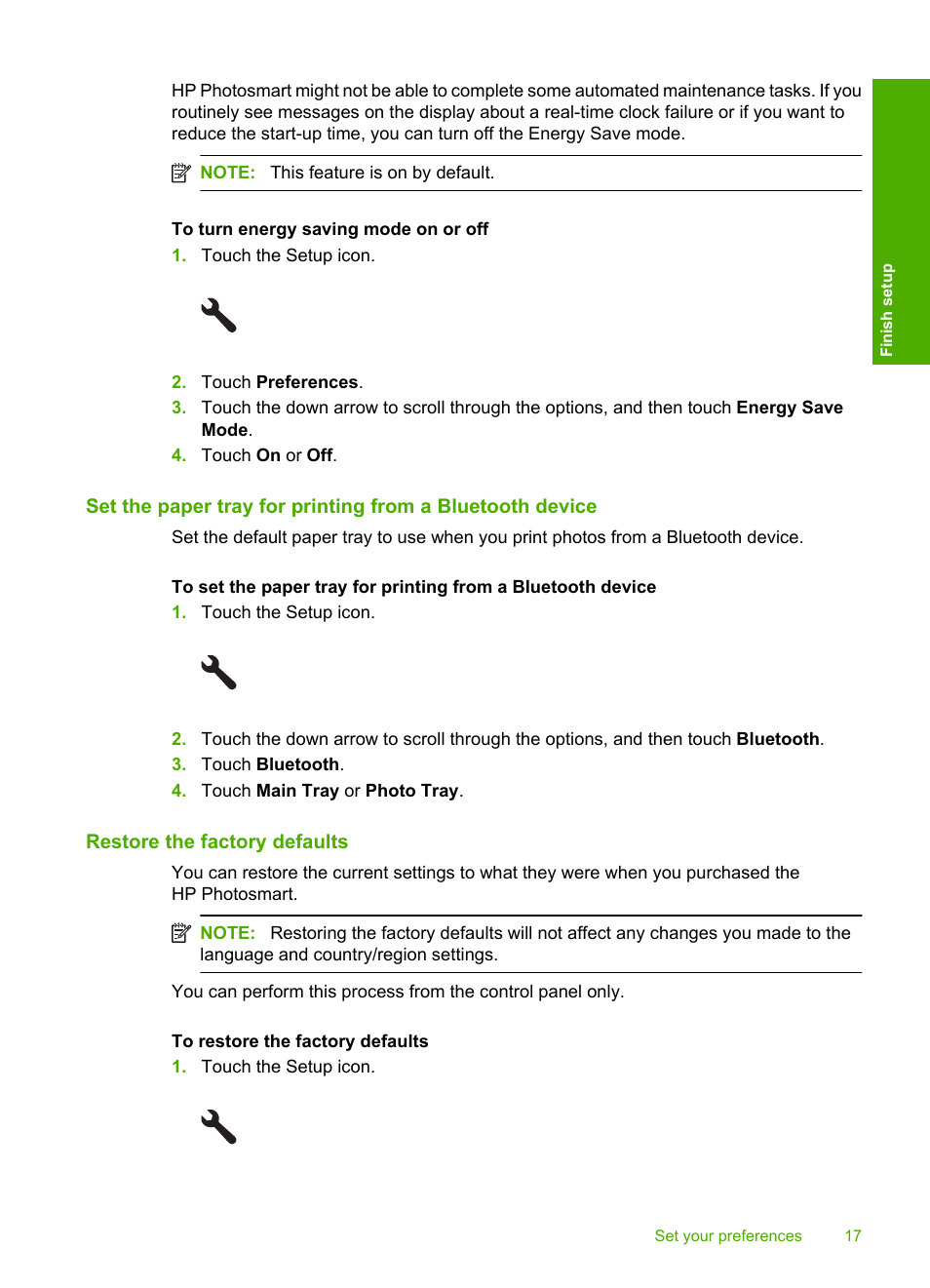 Restore the factory defaults | HP Photosmart D7560 Printer User Manual | Page 20 / 237