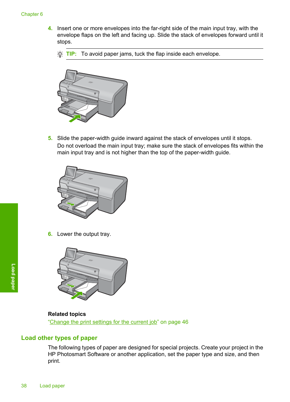 Load other types of paper | HP Photosmart D7560 Printer User Manual | Page 41 / 237