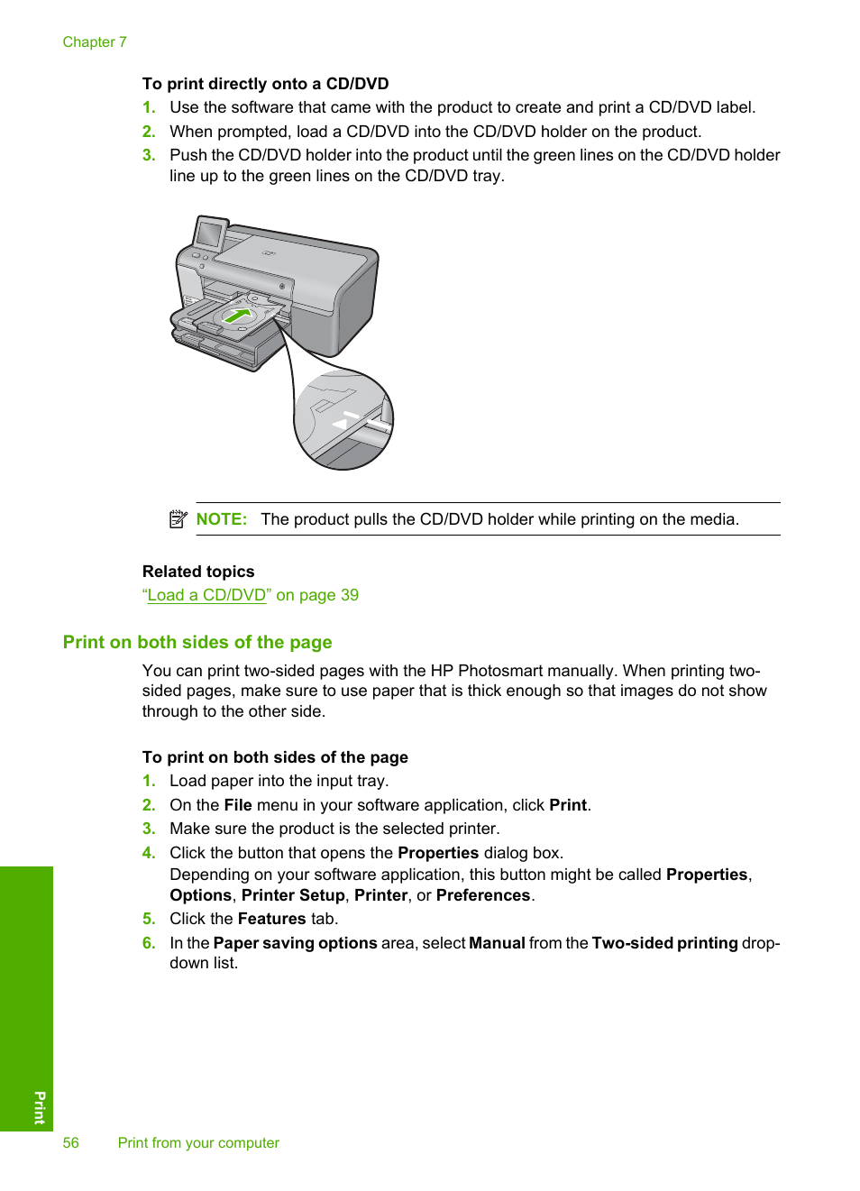 HP Photosmart D7560 Printer User Manual | Page 59 / 237