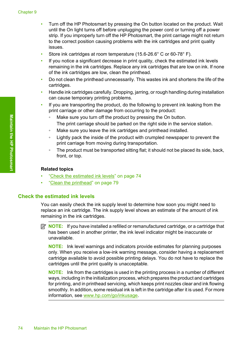 Check the estimated ink levels | HP Photosmart D7560 Printer User Manual | Page 77 / 237