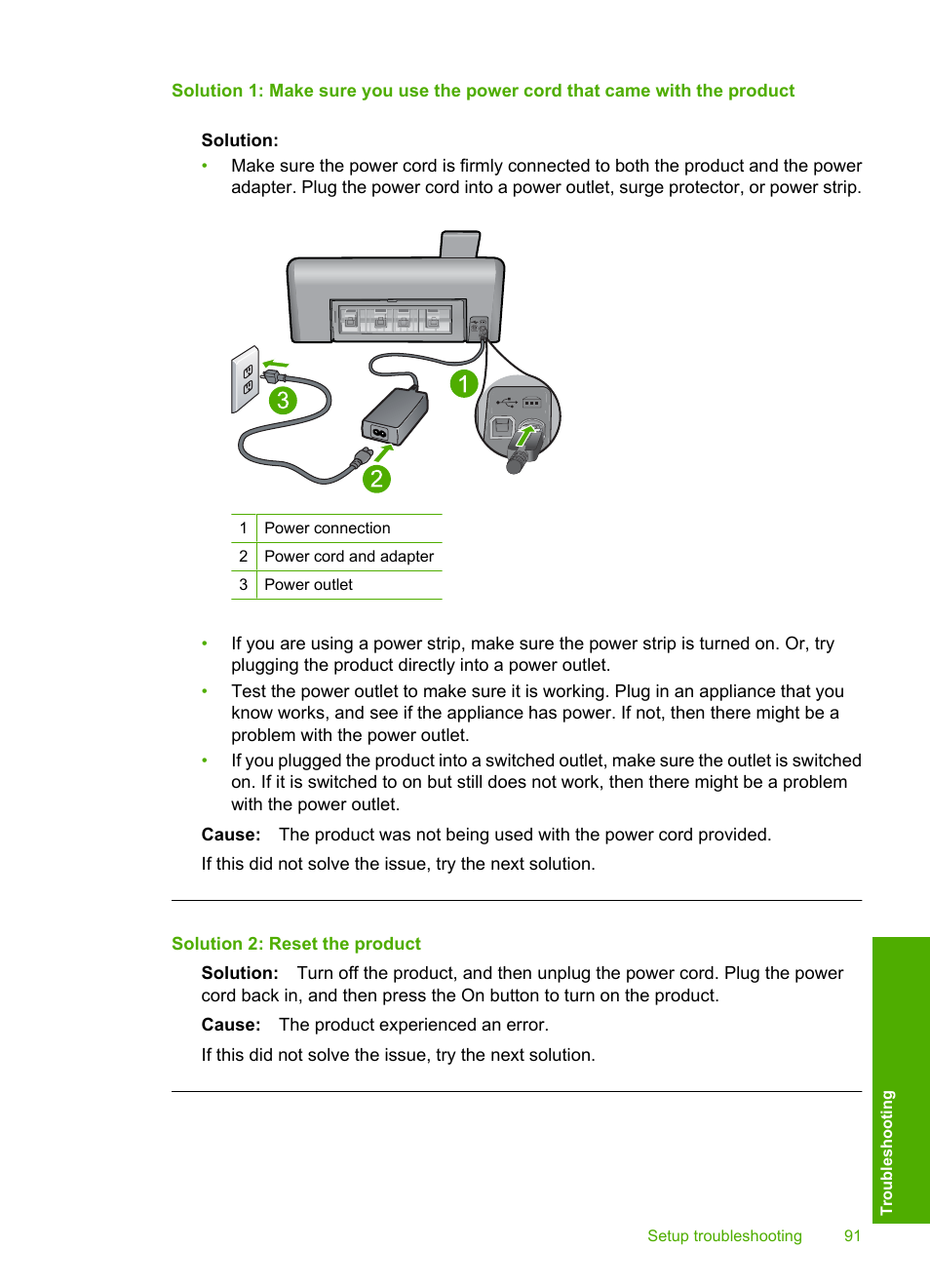 Solution 2: reset the product | HP Photosmart D7560 Printer User Manual | Page 94 / 237