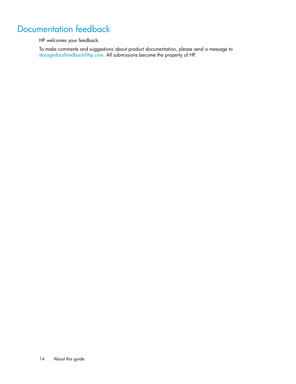 Documentation feedback | HP ProLiant SB460c SAN Gateway Storage Server User Manual | Page 14 / 132