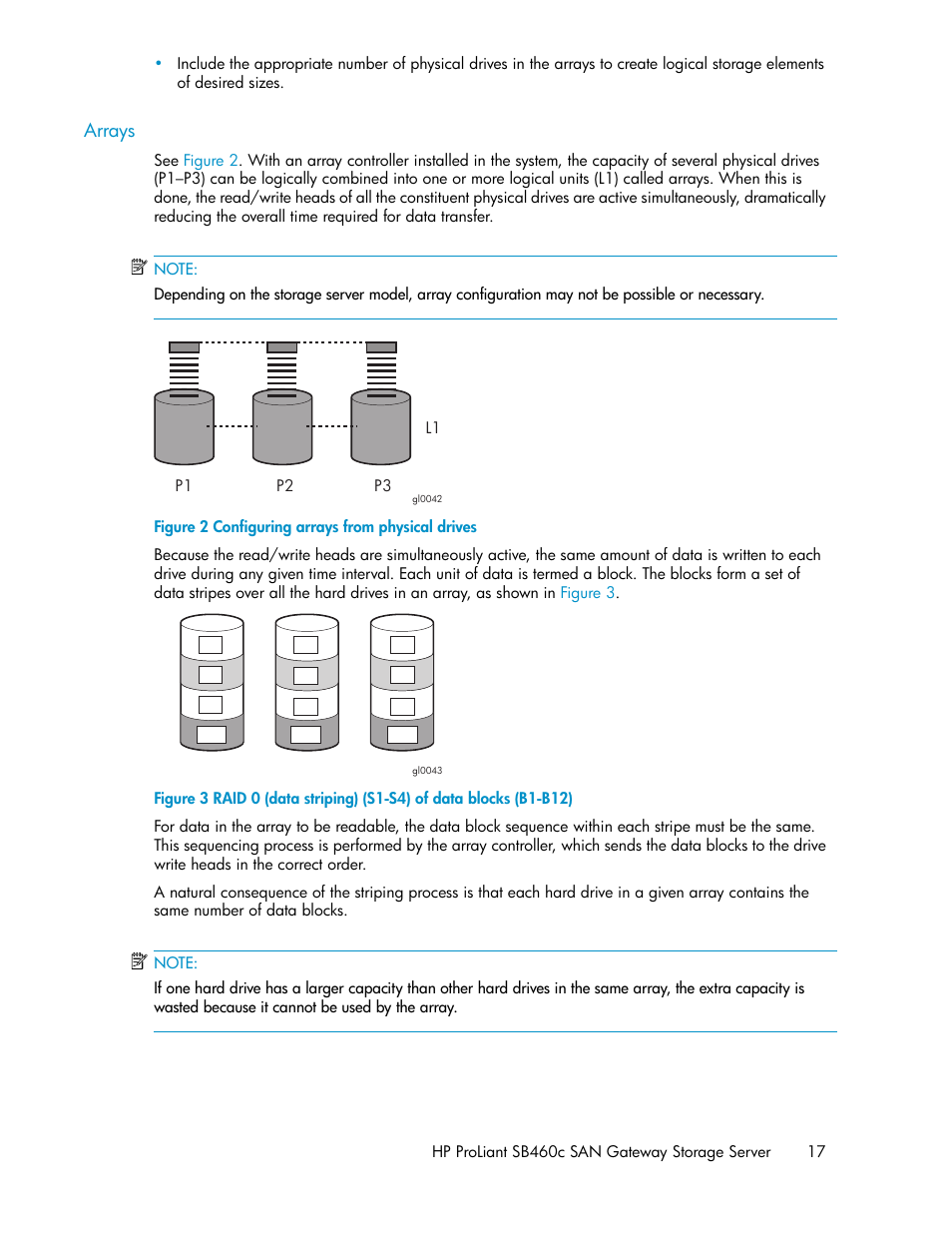 Arrays, Configuring arrays from physical drives | HP ProLiant SB460c SAN Gateway Storage Server User Manual | Page 17 / 132