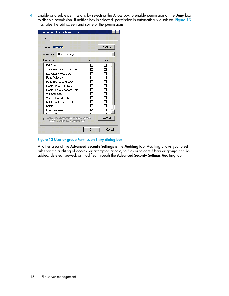 User or group permission entry dialog box | HP ProLiant SB460c SAN Gateway Storage Server User Manual | Page 48 / 132